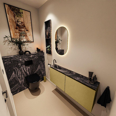 MONDIAZ TURE-DLUX 120cm toiletmeubel Oro. EDEN wastafel Lava positie links. Met 1 kraangat.