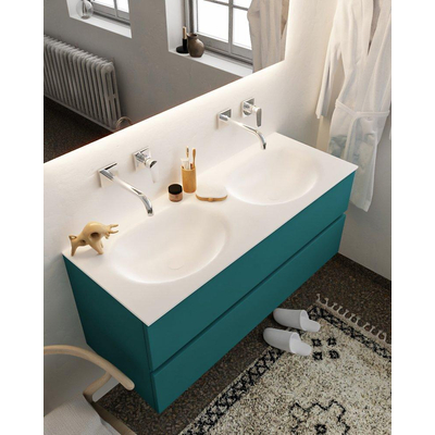 Mondiaz VICA Ensemble de meuble de salle de bain - 120cm - meuble sous-vasque smag - 2 tiroirs - lavabo moon double - sans trou de robinet version XL 60cm de haut