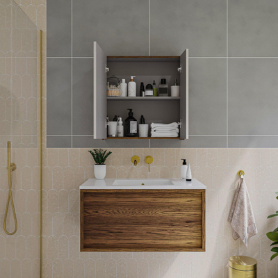 Saniclass Holz Frame armoire de toilette – 60 x 63 x 16 cm – Noyer pur