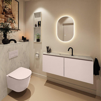 MONDIAZ TURE-DLUX Meuble toilette - 120cm - Rosee - EDEN - vasque Opalo - position centrale - 1 trou de robinet