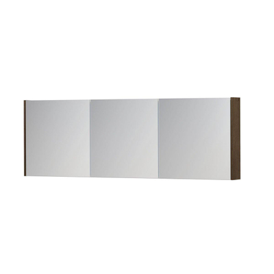 INK SPK1 Spiegelkast - 180x14x60cm - 3 deuren - dubbelzijdige Spiegel - schakelaar en stopcontact - MDF Fineer Chocolate
