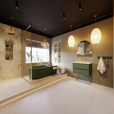 MONDIAZ VICA-DLUX Ensemble meuble de salle de bains - 70cm - meuble sous-vasque army - 2 tiroirs - vasque encastrée cloud au centre - sans trous de robinet - version haute 60cm - frape