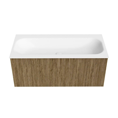 Mondiaz KURVE Badkamermeubelset - 100x46x40cm - 1 lade - wastafel solid surface - midden - zonder kraangat - Dusk
