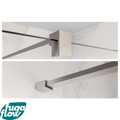 FugaFlow Eccelente Vetro douche à l'italienne salle de bain tige de stabilisation prolongée 200cm détachée incl. matériel de fixation - inox brossé