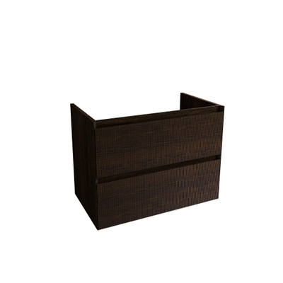 Saniclass Holz Atelier Meuble de salle de bains - 80x45x60cm - 2 tiroirs - 1 vasque - 1 trou de robinet - trop-plein - Chêne charcoal