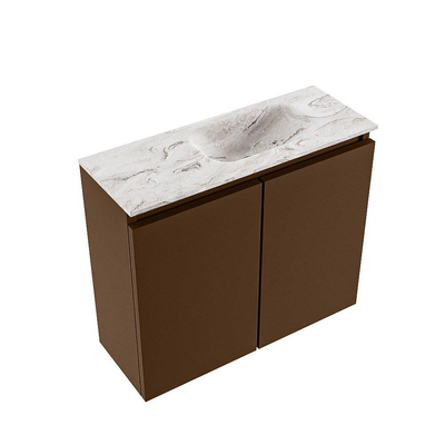 MONDIAZ TURE-DLUX Meuble de toilettes 60 cm Rust. Lavabo EDEN Glace position à droite. Avec 1 trou de robinet.