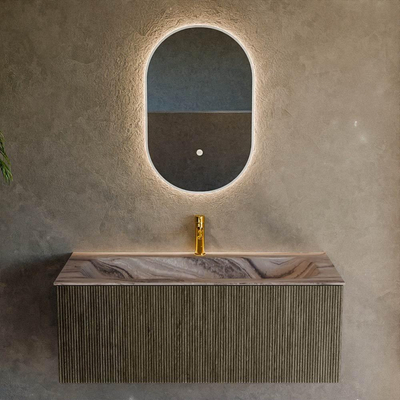 MONDIAZ KURVE-DLUX 110cm badmeubel kleur Shadow met 1 lade en 0 deuren. Wastafel BIG MEDIUM Midden 1 kraangat Sombra.