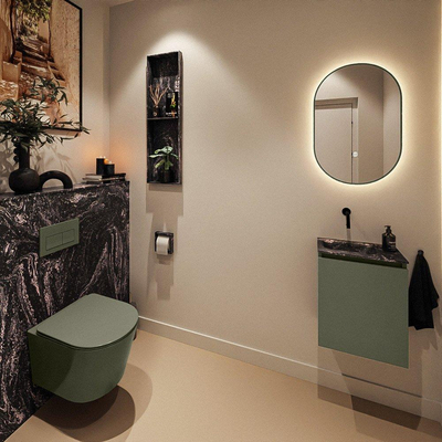 MONDIAZ TURE-DLUX Meuble toilette - 40cm - Army - EDEN - vasque Lava - position gauche - sans trou de robinet