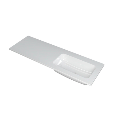 INK Faktor wastafel - 140x45x1.5cm - 1 wasbak rechts - 0 kraangaten - polystone wit glans