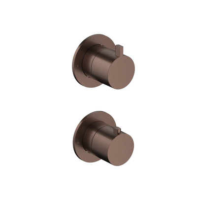 Hotbath ACE Ensemble de douche à effet pluie - robinet encastré - thermostatique - pomme de douche de 30 cm - douchette à main - cuivre brossé PVD