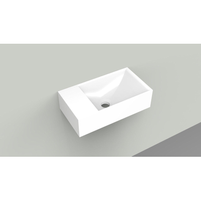 Arcqua Marble Free lavabo - 40x22x12cm - sans trou de robinet - vasque droite - blanc brillant
