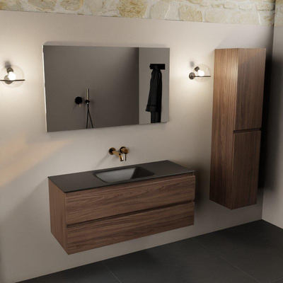 Mondiaz Aivy badmeubelset - 120x45x50cm - 0 kraangaten - 1 wasbak urban Solid surface - Midden - 2 lades - Met spiegel - Melamine Mocha