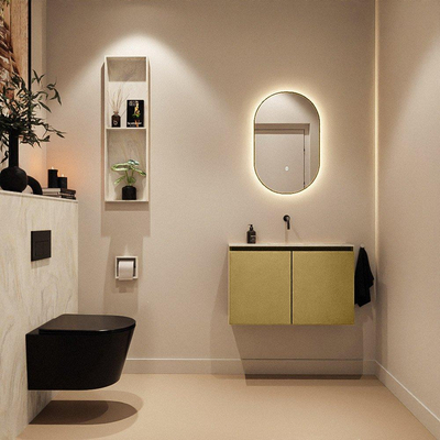MONDIAZ TURE-DLUX Meuble WC 80 cm Oro. EDEN lavabo Ostra position milieu. Sans trou de robinet.