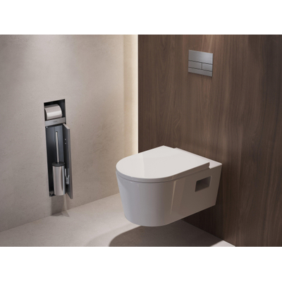 Hansgrohe XtraStoris Rock Porte-brosse WC - porte-rouleau - porte carrelable - brushed stainless steel
