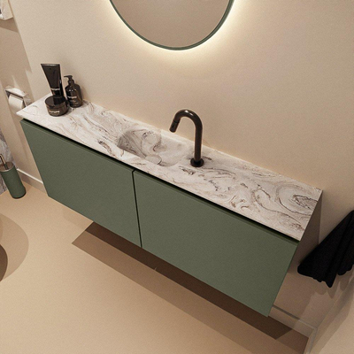 MONDIAZ TURE-DLUX 120cm toiletmeubel Army. EDEN wastafel Glace positie midden. Met 1 kraangat.