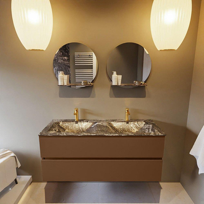 Mondiaz VICA-DLUX Ensemble de meuble de salle de bain - 120cm - meuble sous-vasque repos - 2 tiroirs - lavabo encastrée cloud double - 2 trous de robinet - version haute de 60cm - lave