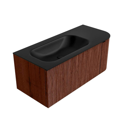 Mondiaz KURVE Badkamermeubelset - 105x46x40cm - 1 lade - 1 deur - wastafel solid surface - links - 1 kraangat - Ruby