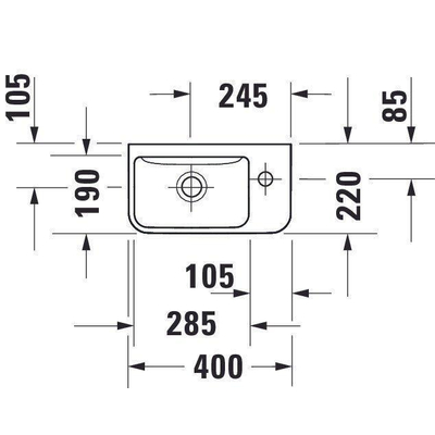 Duravit Starck Me lave-mains trou de robinet à droite 40x22cm blanc