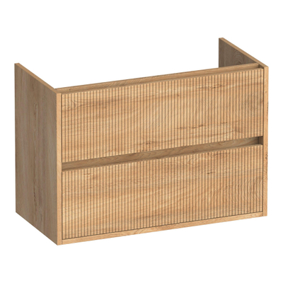 BRAUER Adore Wavy meuble de salle de bains sous lavabo peu profond 80 2 tiroirs softclose - sans poignée - 1 découpe pour siphon - Forest Tan