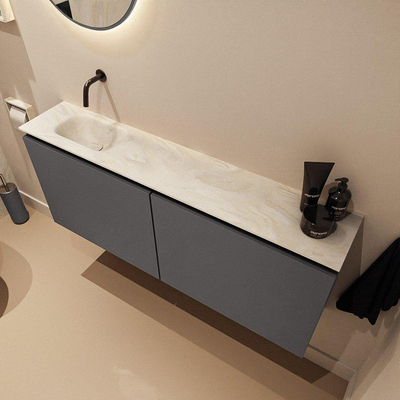 MONDIAZ TURE-DLUX 120cm toiletmeubel Dark Grey. EDEN wastafel Ostra positie links. Zonder kraangat.