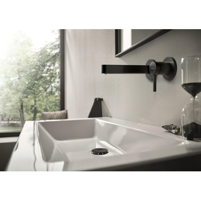 Hansgrohe Finoris Wastafelmengkraan - eengreeps - inbouw - voorsprong 22.8cm - afvoerplug - Brushed Black Chrome