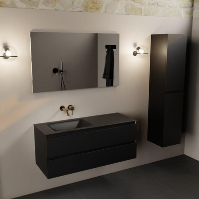 Mondiaz Aivy ensemble meuble de salle de bains - 120x45x50cm - 0 trous de robinet - 1 vasque urban Solid surface - Gauche - 2 tiroirs - Avec miroir - MDF Urban