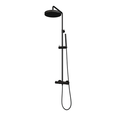 BRAUER Stripe Opbouw Thermostatische Regendouche - SET 01 - 25cm hoofddouche - staaf handdouche - doucheslang - mat zwart