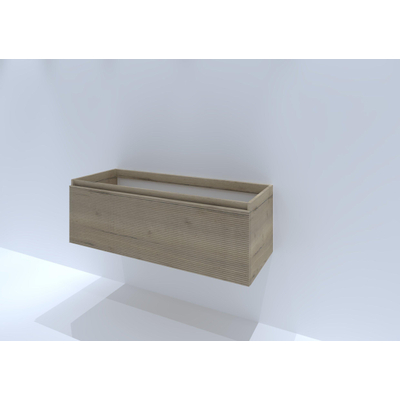 H&R Badmeubelen Matrix Wastafelonderkast - 120x44.8x40cm - 3D-front - 1 lade - greeploos met greeplijst - french oak