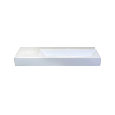 HR badmeubelen Elegance Lavabo - 122x46x12,5cm - 1 trou de robinet - cuve à droite - céramique blanc