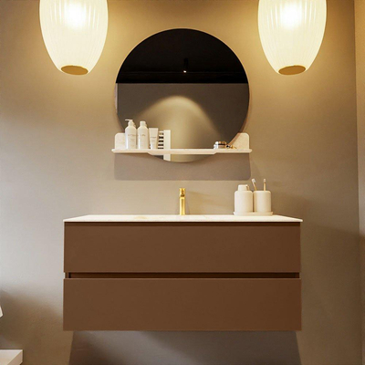 Mondiaz VICA-DLUX ensemble de meuble de salle de bain - 110cm - meuble sous-vasque reposant - 2 tiroirs - lavabo encastré cloud milieu - 1 trou de robinet - version haute de 60cm - ostra