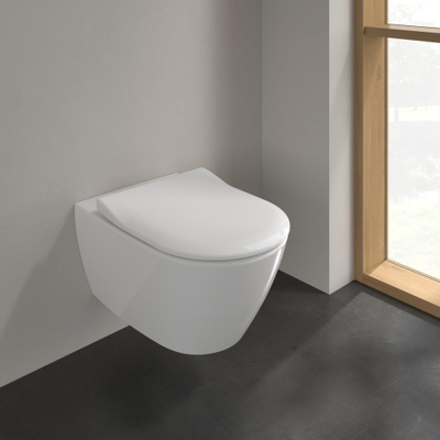 Villeroy & Boch Subway 2.0 Pack WC - WC suspendu - DirectFlush - à fond creux - abattant Slimseat - softclose & quickrelease - avec réservoir encastrable - plaque de commande acier mat - Blanc Alpin