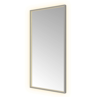 Hotbath &MORE Spiegel - 50x100cm - direct en indirect LED - color changing - spiegelverwarming - met afstandsbediening - PVD - geborsteld gunmetal antraciet