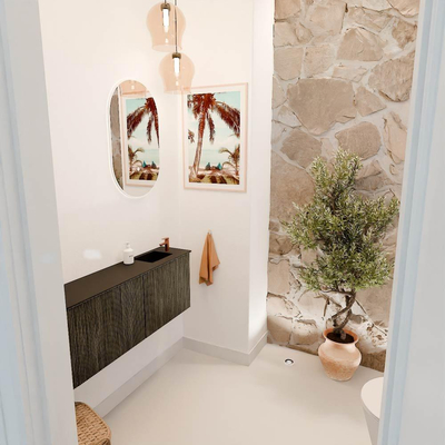 Mondiaz JOYA 111.6cm toiletmeubel - ronding links kleur Shadow - Wastafel FAYE positie Rechts 1 kraangat kleur Urban.