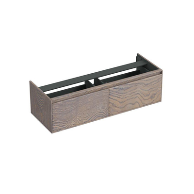 Forzalaqua Reno 2.0 meuble sous-lavabo 140x51x40cm avec 2 tiroirs à fermeture douce sans poignées Chêne massif Silver Grey