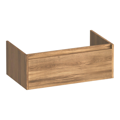BRAUER Hope Wavy wastafelonderkast 80 1 softclose lade greeploos - 1 sifon uitsparing - Honey