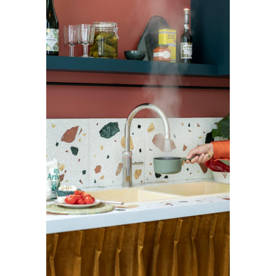 Quooker BE Classic Fusion Round robinet d'eau bouillante - bec pivotant - réservoir Combi+ - Eau chaude / eau bouillante - Chrome