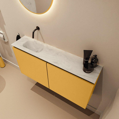 MONDIAZ TURE-DLUX 100cm toiletmeubel Ocher. EDEN wastafel Opalo positie links. Zonder kraangat.