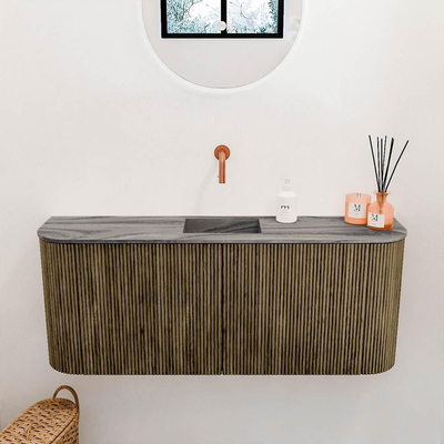 Mondiaz JOYA-DLUX 103.2cm toiletmeubel - ronding links en rechts kleur Dusk - Wastafel FAYE positie Midden Zonder kraangat kleur Sombra.