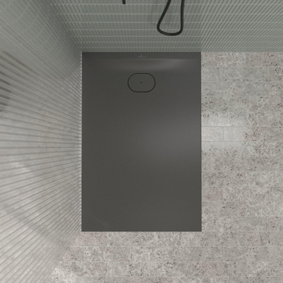Villeroy & Boch Ecora douchebak - 120x80x3.5cm - afvoer korte zijde - anthracite (antraciet)
