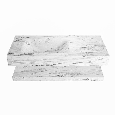 MONDIAZ ALAN - DLUX Badkamermeubelset - 100cm - planchet - Glace - vrijhangende wastafel - wasbak links - 0 kraangaten - Glace