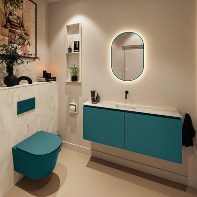 MONDIAZ TURE-DLUX Meuble toilette - 120cm - Smag - EDEN - vasque Ostra - position centrale - sans trou de robinet