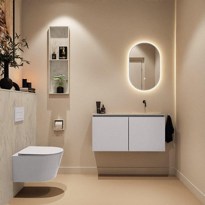 MONDIAZ TURE-DLUX Meuble toilette - 100cm - Cale - EDEN - vasque Opalo - position droite - sans trou de robinet