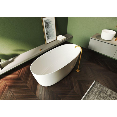 Riho Oval Solid Baignoire îlot Ovale 160x72x55cm Solid Surface Blanc