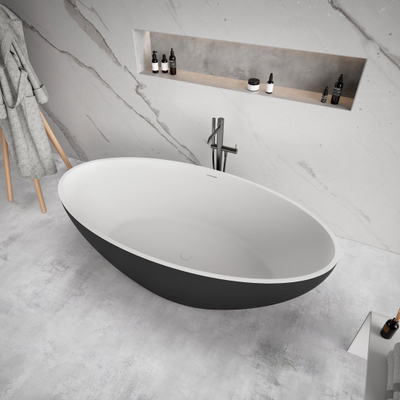 Ideavit Solidellipse Vrijstaand bad - 180x88x55cm - Solid surface - Ovaal - Mat Zwart