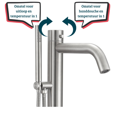 FugaFlow Eccelente Robinet de baignoire sur pied - RVS316 - Acier inoxydable brossé PVD (RVS)316 - PVD - Acier inoxydable brossé