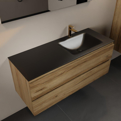 Mondiaz AIVY Ensemble de meuble - 120x45x50cm - 1 trou de robinet - 1 vasque Urban Solid surface - Droite - 2 tiroirs - avec miroir - Melamine Chai