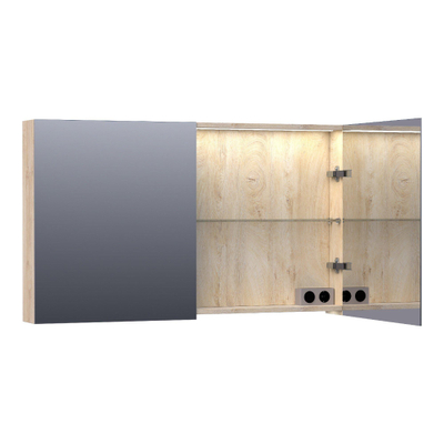 BRAUER Dual Armoire de toilette 119x70x15cm éclairage intégré rectangulaire 2 portes pivotantes MFC Sahara