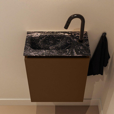 MONDIAZ TURE-DLUX Meuble toilette - 40cm - Rust - EDEN - vasque Lava - position gauche - 1 trou de robinet