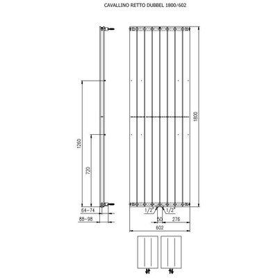 Plieger Cavallino Retto Radiateur design double 180x60.2cm 1549watt Blanc