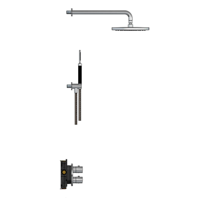Hotbath Archie IBS30A Ensemble de douche encastré - complet - thermostatique - 2 fonctions - inverseur - bras de douche mural 40cm - tête de douche ronde 30cm - douchette ronde - inox